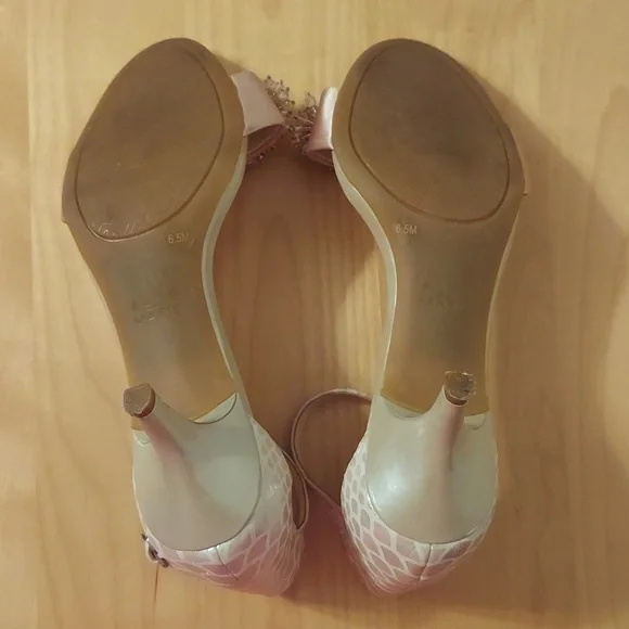 Alex Marie Champagne Beaded Animal Print Leather Ankle Strap Heels Size 6.5 - Picture 12 of 16